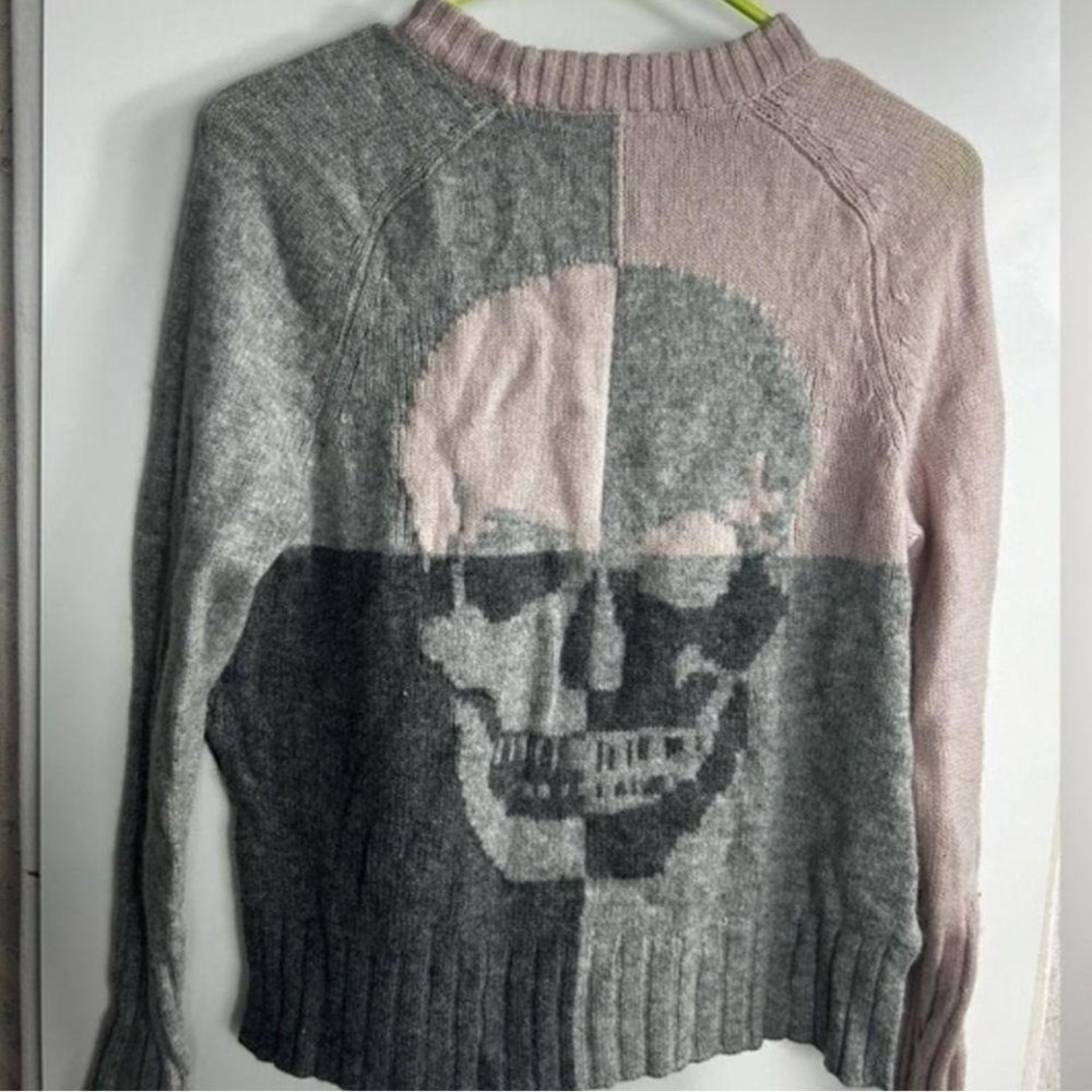 Skull Cashmere Colorblock Crew Neck Hi Low Hem Sweater‎ sz XS